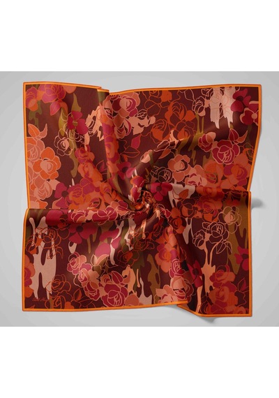 Silk Home Twill İpek Eşarp 11483-20 Acı Kahve, Kiremit, Pudra, Vişne