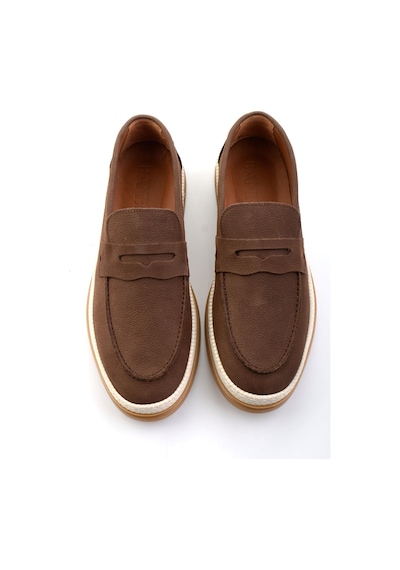 Kahve Hakiki Deri Erkek Loafer Ayakkabı E01594324101 Kahve