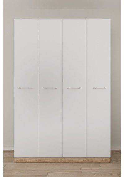 Aeka Ae-3190 Burç 4 Kapaklı Çok Bölmeli Askılı Raflı Ve Çekmeceli 210x140x53cm Gardırop Sonoma - Beyaz Aeka Ae-3190 Burç 4 Kapaklı Çok Bölmeli Askılı Raflı Ve Çekmeceli 210x140x53cm Gardırop Sonoma - Beyaz