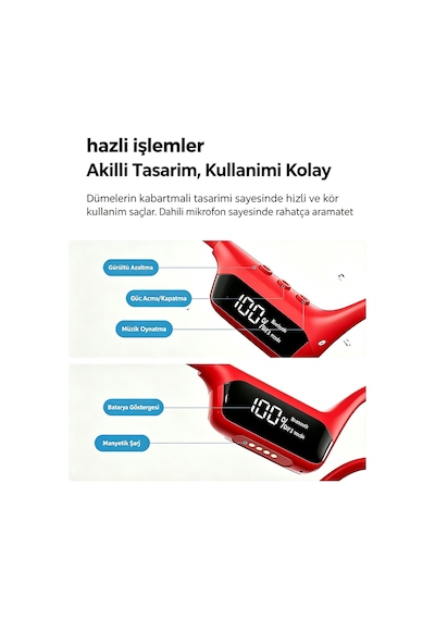 Tekoo Kemik İletimli Bluetooth 5.4 Kablosuz Kulak Arkası Kulaklık