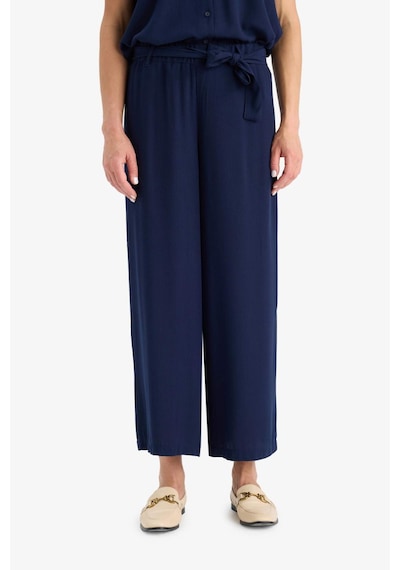 Defacto Culotte Geniş Paça Krinkıl Viskon Kapri C9565ax25smnv135 Lacivert