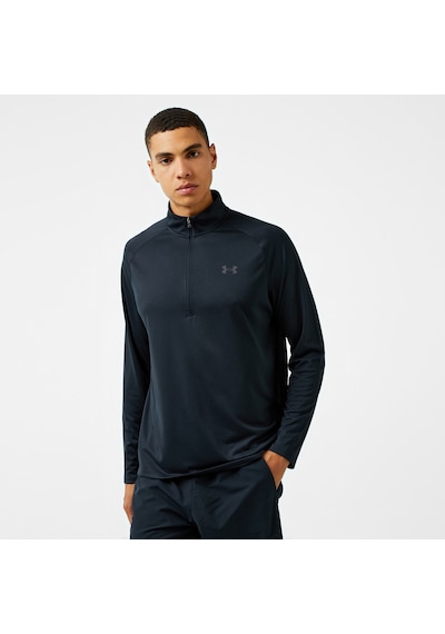 Under Armour Tech 2.0 1/2 Zipped Erkek Siyah Uzun Kollu T-shirt - 1328495 Siyah