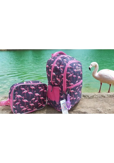 Flamingo Bahçesi Okul Çantası Ve Beslenme Çantası Çok Renkli