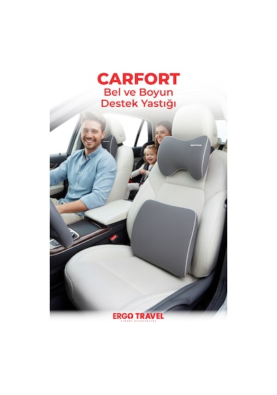 Viscofoam Araç Içi Visco Boyun Destek Ve Bel Destek Yastığı Gri Visco Yastık