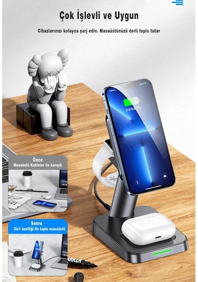 Usams Us-Cc150 20W 3In1 Typec Apple Uyumlu iPhone /Airpods/iOS Iwatch Manyeti Usams Us-Cc150 20W 3In1 Typec Apple Uyumlu iPhone /Airpods/iOS Iwatch Manyeti