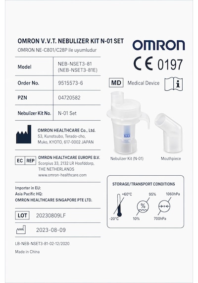 Omron Nebulizer Kit N-01 Set Neb-nset3-81 Nebülizatör Yedek Hazne Ve Ağızlık Seti