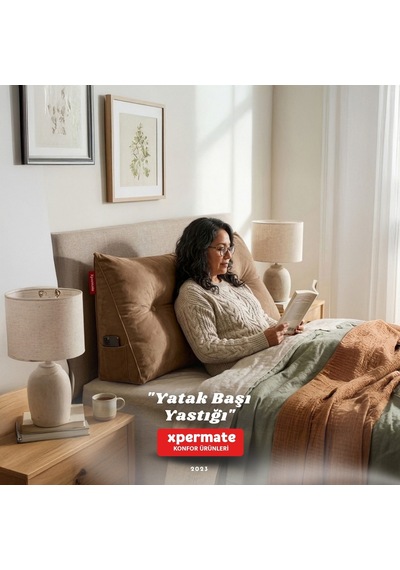 Yatak Başı Yastığı Sırt ve Bel Destek Yastığı 120 CM Yaslanma ve Dinlenme Yastığı Kahverengi