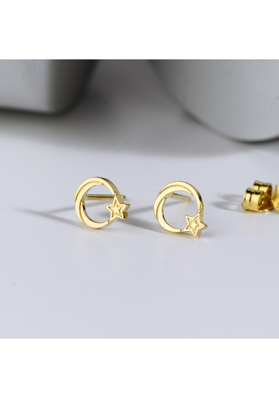 Goldkupe 14 Ayar Altın Ay Yıldız Küpe 0,94 Gr-1834