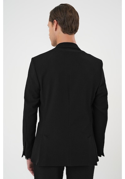 Efor Slim Fit Kırlangıç Yaka Torba Cep Çift Yırtmaç Casual Siyah Ceket C 700 Siyah