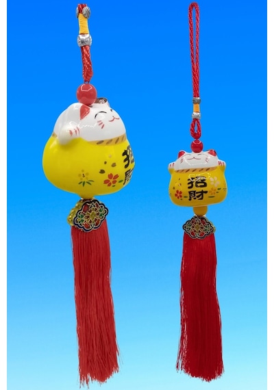 Feng Shui Maneki Neko Şans Kedisi Sarı No.2