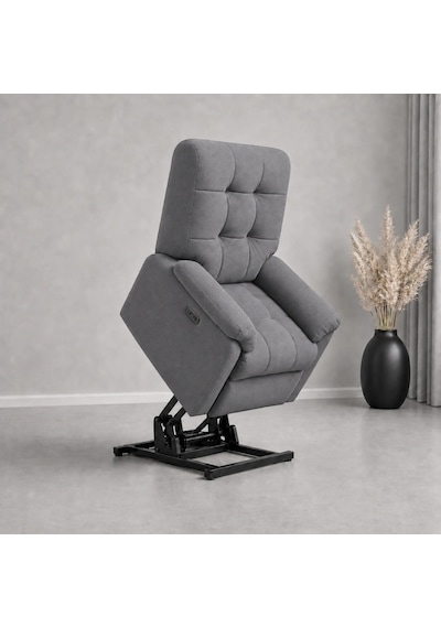 Smarto Relax Porto Liftli Çift Motorlu Elektrikli Ayağa Kalkma Destekli Polyester Hasta Ve Baba Tv Koltuğu Gri