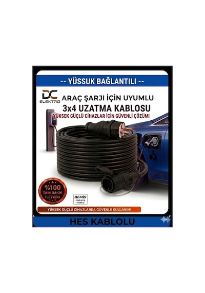 Hes Kablolu Evde Araç Şarjı Uyumlu 4 Metre 3x4 Mm Ttr Tam Bakır Bemis Kauçuk Fişli Ip44 Uzatma Seyyar Tüm Araçlar İçin Uyumlu - 877812026 Hes Kablolu Evde Araç Şarjı Uyumlu 4 Metre 3x4 Mm Ttr Tam Bakır Bemis Kauçuk Fişli Ip44 Uzatma Seyyar Tüm Araçlar İçin Uyumlu - 877812026