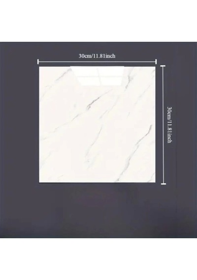 Beyaz Mermer Desenli Alüminyum Plastik Duvar Sticker 30x30 Rekli