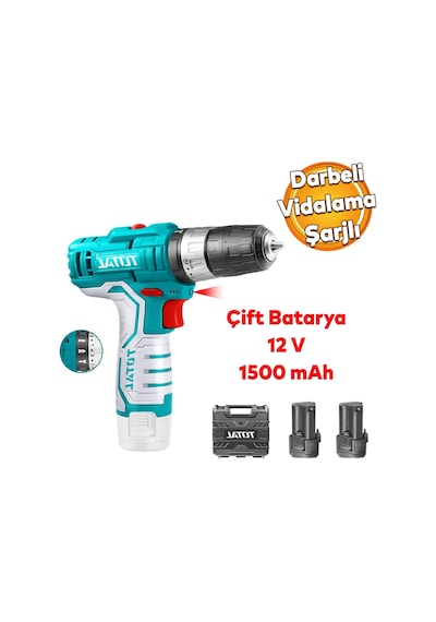 Total Çift Akülü Darbeli Vidalama Matkap 12 V Li-on 1500 Mah