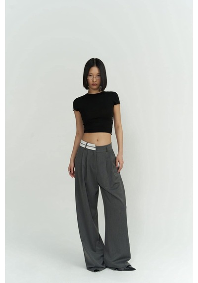 1602 - Mai Collection  Toppin Siyah Penye Crop Siyah