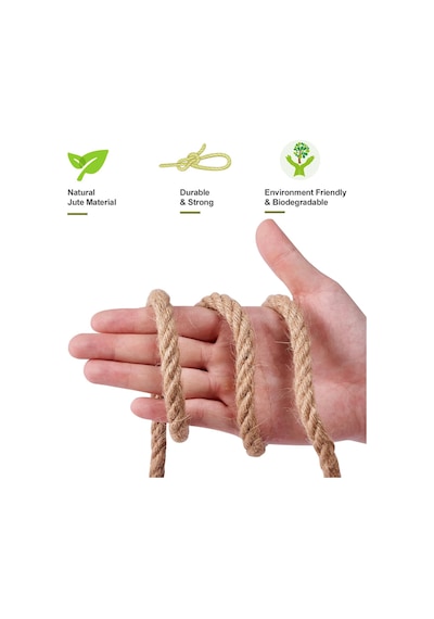 Jüt Halat 8 Mm 20 M, Doğal Kenevir İp, 4 İp, Kalın Jüt İp, Bükülmüş, Halat, Bahçe, El İşi İçin,
