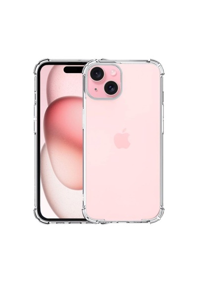 Apple İphone 15 Kapak Kamera Bölümü Açık Antişok Airbag Köşe Korumalı Silikon Şeffaf Kılıf 50 x 22