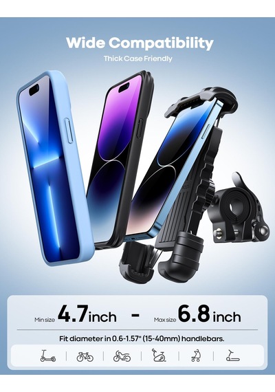 Lamicall Motosiklet Ve Bisiklet Telefon Tutucu 360 Derece Döndürülebilir Bm02black