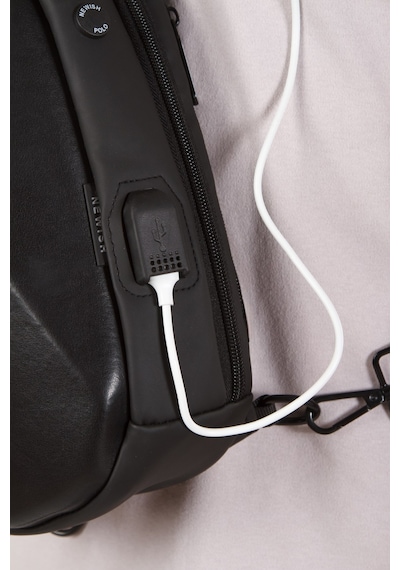 Newish Polo Erkek Usb Çıkışlı Çapraz Askılı Omuz Ve Bel Çantası New246 - Siyah