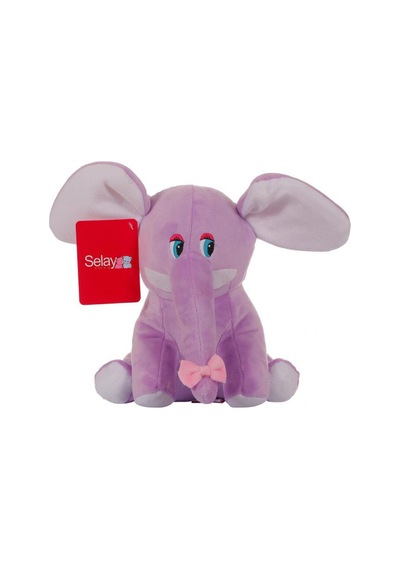 Sevimli Oturan Fil Peluş Oyuncak Uyku Arkadaşı 20 Cm Lila