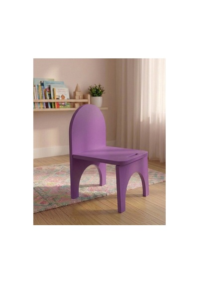 Montessori Mdf Çocuk Sandalyesi, Modern Tasarım, Güvenli Ve Dayanıklı Ahşap Çocuk Sandalyesi Mor