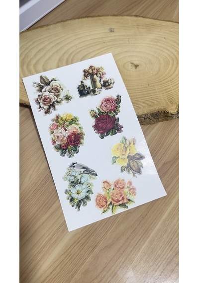Çiçekler Set A5 Boyutunda 2 Sayfa Toplam 14 Adet Sticker