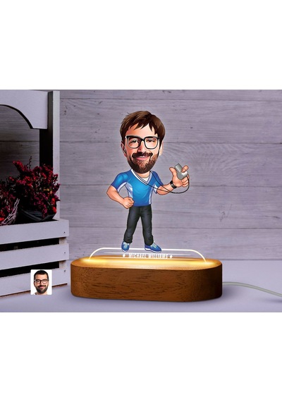 Bk Gift Kişiye Özel Antrenör Karikatürlü Dekoratif 3d Biblo Led Işıklı Gece Lambası-1, Arkadaşa Hediye Kobitmeyen138295 Bk Gift