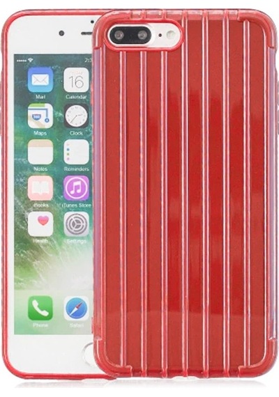 Ally Apple iPhone Uyumlu iPhone 8 Plus 7plus Trunk Lines İnce Soft Silikon Kılıf- 5775 Kırmızı