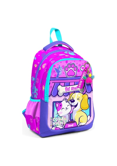 Coral High Kedi Köpek Desenli Kız Çocuk İlkokul Çantası ve Günlük Sırt Çantası