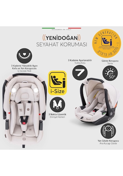 Elele Pilota Premium Kabin Tipi Travel Sistem Bebek Arabası Bej