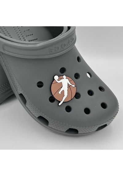 Crocs Terlik Süsü Ve Aksesuarı , Çanta Süsü Renkli Jibbitz Jordn Basket 04 Görselli Figür Aksesuarı Kiremit-siyah-beyaz