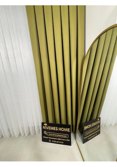 Nivemeshome Roma Keten 1/3 Sık Pileli Yeşil Fon Perde Apm Yeşil