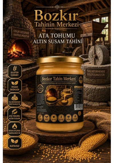 Bozkır Tahin Merkezi Yerli Ata Tohumu Altın Susam Taş Değirmen Tahini Kavrulmuş 600 G