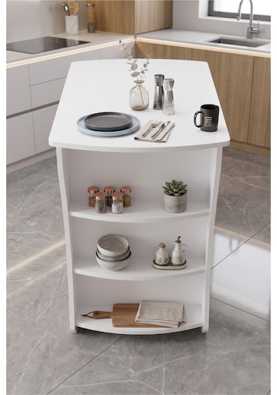 Mutfak Adası Raflı Mutfak Bar Masası Çok Amaçlı Hazırlık Ve Servis Masası 9837 Beyaz Çok Renkli Mutfak Adası Raflı Mutfak Bar Masası Çok Amaçlı Hazırlık Ve Servis Masası 9837 Beyaz Çok Renkli