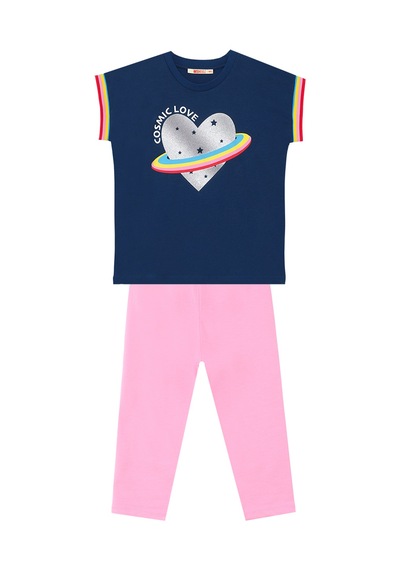 Cosmic Love Kız Çocuk Yazlık T-Shirt Tayt Takım