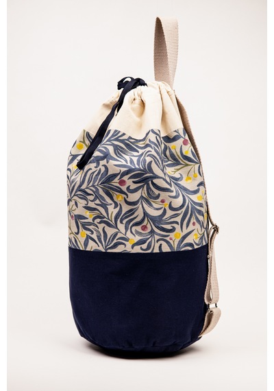 Fabric Craft Bag Sırt Çantası Büyük Boy Unisex Duck Kumaş Günlük Spor Seyahat Çantası Lacivert - Krem