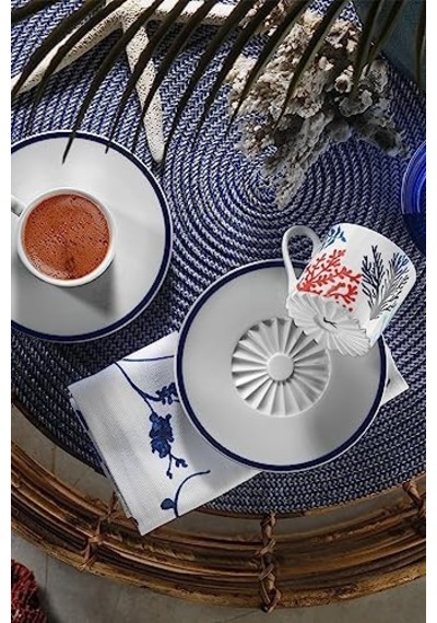 Porselen 12216 Pilea 4 Parça 2 Kişilik Kahve Takımı Açık Ahşap