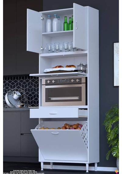 Zevra 70 Cm Fırın Dolabı Sepetli Kapaklı 4 Bölmeli Çok Amaçlı Mutfak Kiler Banyo Dolabı 70x226x32 Cm Beyaz Zevra 70 Cm Fırın Dolabı Sepetli Kapaklı 4 Bölmeli Çok Amaçlı Mutfak Kiler Banyo Dolabı 70x226x32 Cm Beyaz