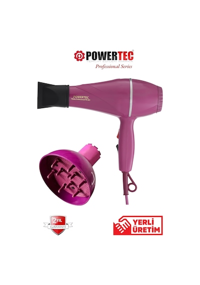 Powertec TR501 + Başlıklı 2500 W Profesyonel Saç Kurutma ve Fön Makinesi + Vigo