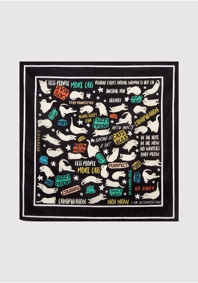 Mavi - Kedi Baskılı Bandana 1913765-900 Siyah