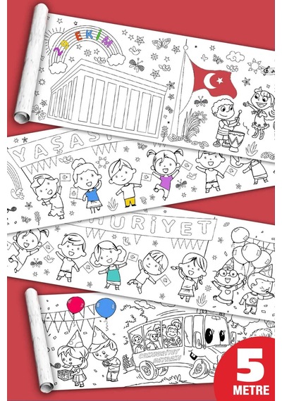 29 Ekim Cumhuriyet Bayramı Dev Boyama Kağıdı Boyama Rulosu Büyük Boy 5 Metre - 807969423