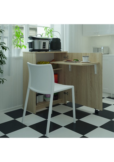 Asra Trend Mutfak Kiler Dolabı MD003 %100 MDF Katlanır Masa Hazırlık Tezgahı Sonoma