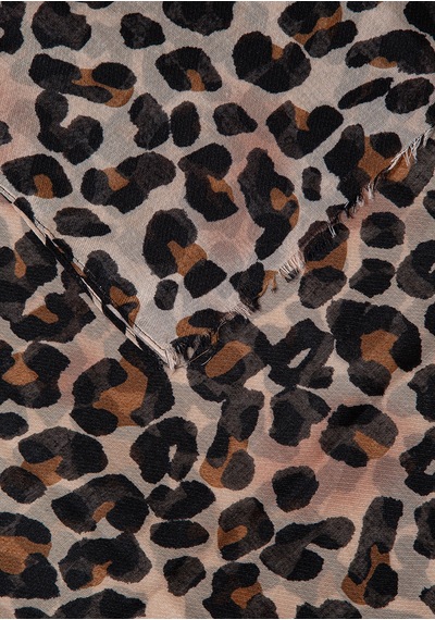 Mavi - Leopar Desenli Atkı 1912871-85397 Kahverengi
