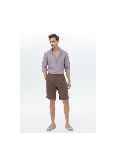 Kip Kahverengi Dokuma Carrot Fit Casual Bermuda Çok Renkli