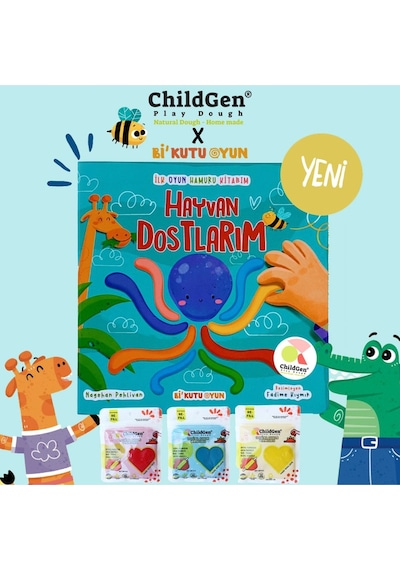 Hayvan Dostlarım Ilk Oyun Hamuru Aktivitesi Ve 3x125 Gr Doğal Oyun Hamuru