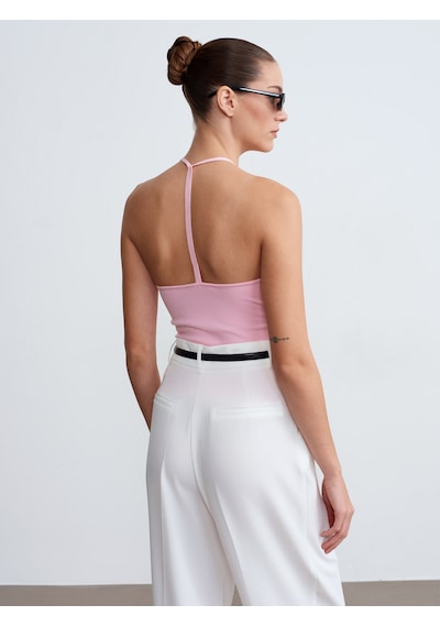 Dilvin 21051 Halter Yaka Askılı Top-toz Pembe