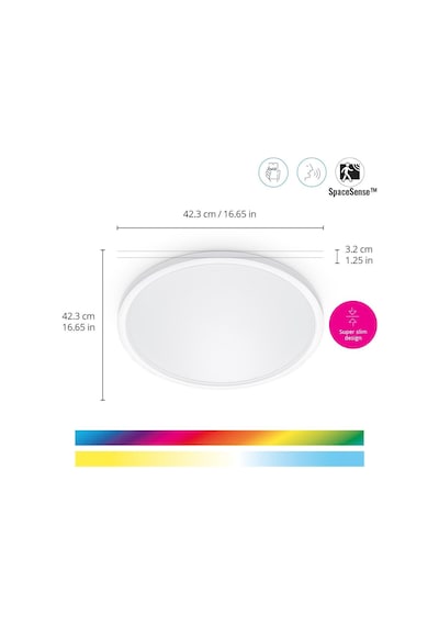 Wiz Superslim 22w Beyaz Sıva Üstü Rgb Akıllı Led Yuvarlak Panel Tavan Armatürü 42 Cm Çapında 2600 Lumen Renkli
