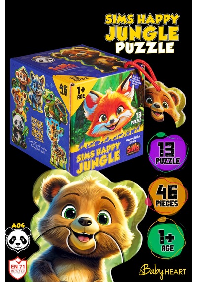 Sims Puzzle Bebekler İçin İlk Puzzle Yapboz Baby Orman - 1 Yaş Üstü Montessori Eğitici Oyuncak A04