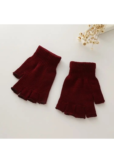 Eleven Markets Tiriko Kadın Kesik Eldiven Bordo Bordo