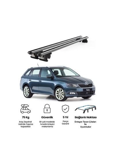 Venüs Skoda Fabia Wagon 2015-2021 Uyumlu Gri Ara Atkı Port Bagaj Tavan Barı